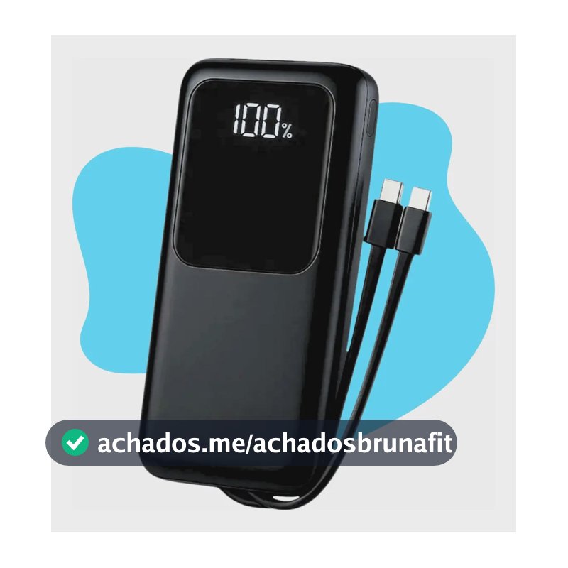 Carregador Portátil 20000 Turbo 22.5w Power Bank Premium Universal Rápido Voo Transporte Aéreo Para Samsung iPhone Xiaomi Motorola Celular Smartwatch Tablet Casenn Preto