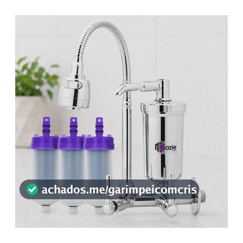 Torneira Dazie Metais Com Filtro Cozinha Para Parede Flexível Móvel Em Abs Filtro Carbon Block Purificador De Agua Com Refil Instalado 2 Modos de Jatos Bica Chuveirinho Registro 1/4 Volta Gourmet Luxo