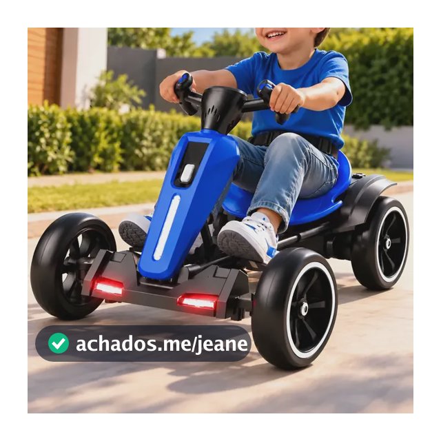 Kart Infantil Eletrico 4 Rodas Som Motor Led Colorido Musica Azul