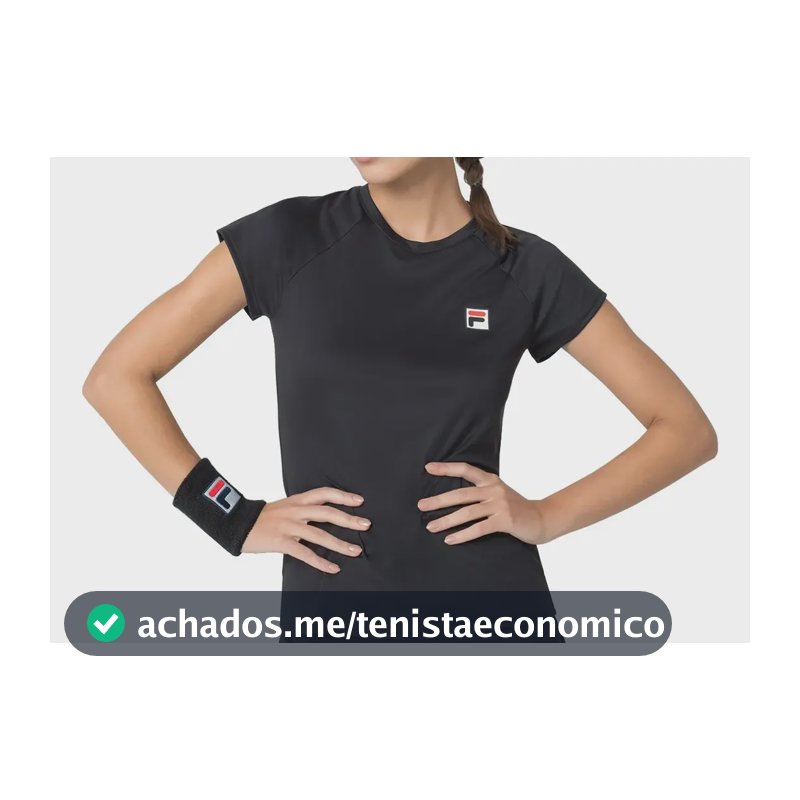 Camiseta Fila Tennis Basic Esportiva Feminina Original  Preto Gg