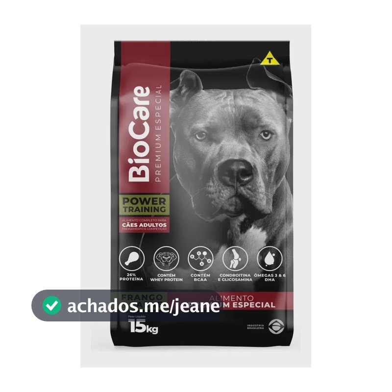Ração Biocare Power Training Adulto 15kg 26% Proteína