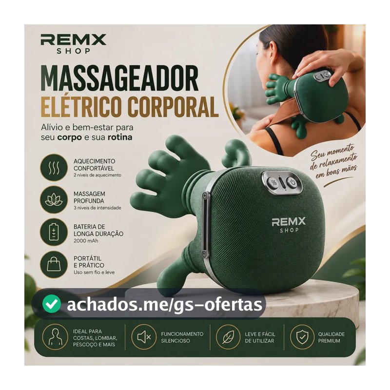 Massageador Pescoço Mãozinha 3D Ombro Recarregável Elétrico Com Aquecimento Massagem Relaxante Liberação Alivio Muscular Portátil Sem Fio REMX SHOP