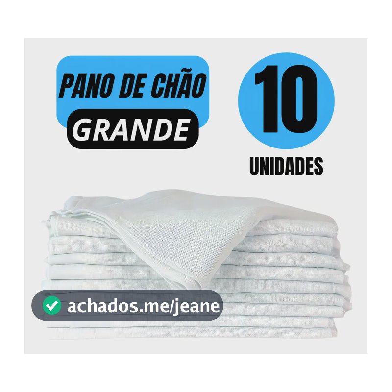 Kit 10 Panos de Chão Branco Algodão Ditap Mix Limpeza Pesada Em Geral 38x62cm Grande Saco Duplo Alvejado