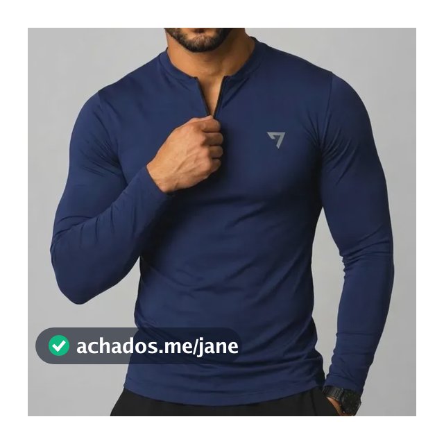 Camisa Térmica Masculina Segunda Pele Manga Longa Com Zíper Azul-marinho G