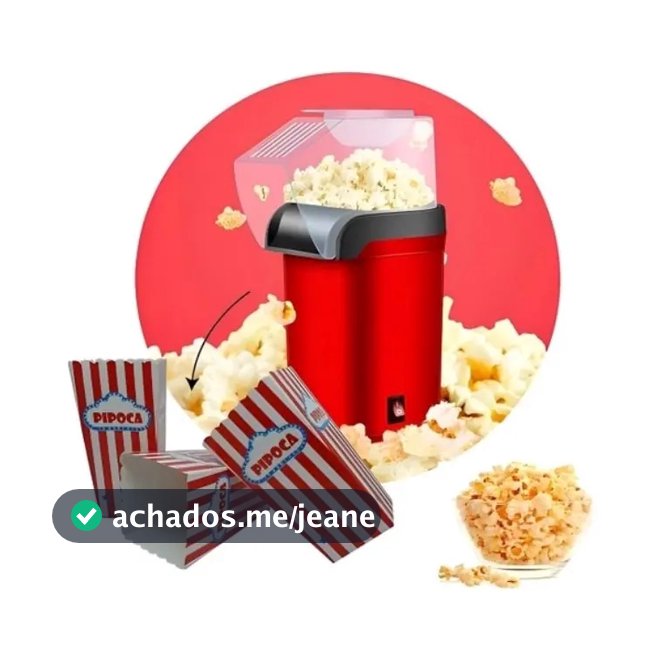 Pipoqueira Elétrica Vermelha Sem Óleo 1200W Compacta