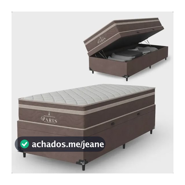 Cama Box Baú Solteiro+ Colchão Paris Molas Ensacadas- Marrom