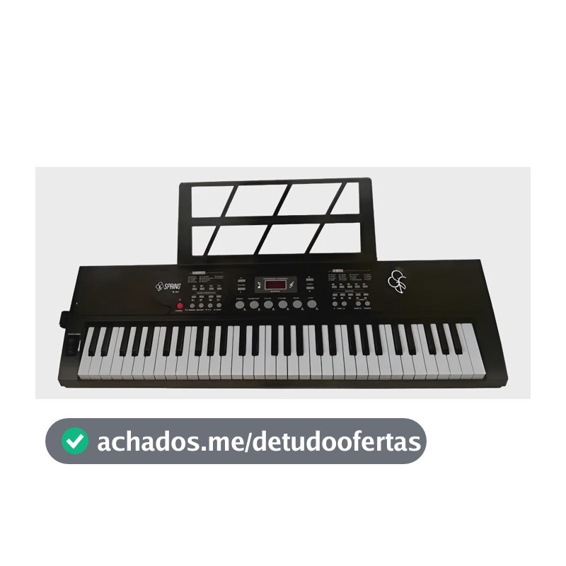 Teclado Musical 61 Teclas Spring Tc-061 Iniciante Preto