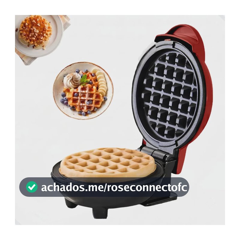 Máquina De Fazer Waffle Mini Grill Panqueca Elétrica Vermelha 220Alinea
