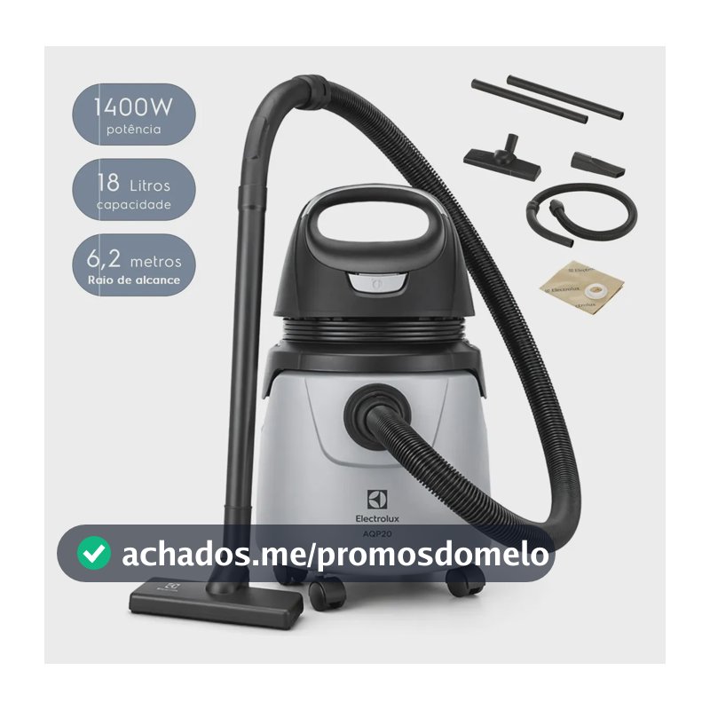 Aspirador Água e Pó Electrolux 1400W 18 L total 11 L útil Raio de Ação 6,2 metros compacto potente função sopro limpeza profunda protetor térmico A10N1