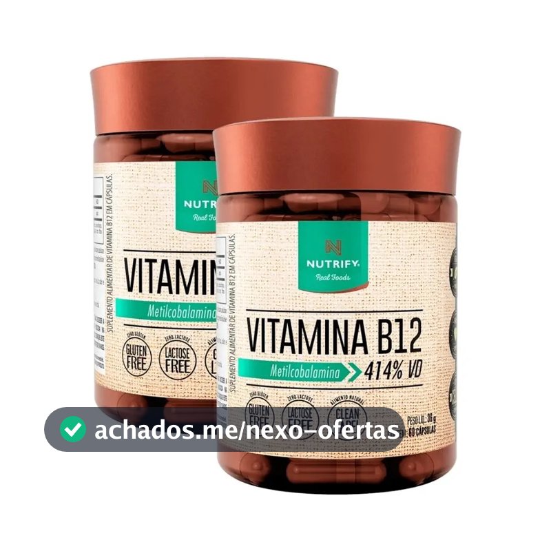 2 Potes Vitamina B12 Metilcobalamina - 60 Cápsulas Nutrify