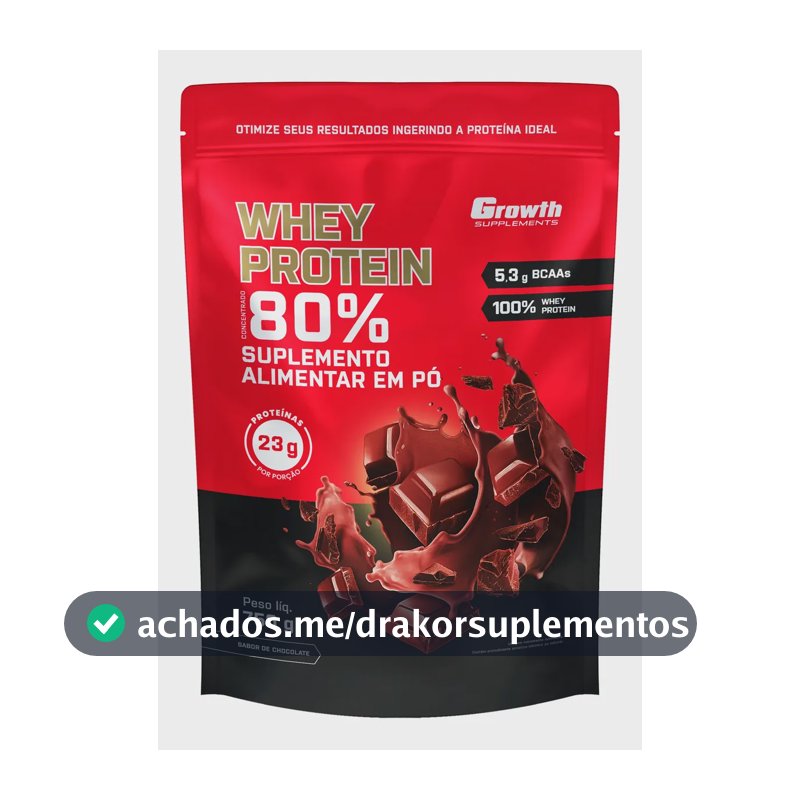 Whey Concentrado 750g Growth Supplements - Variados Sabores Chocolate