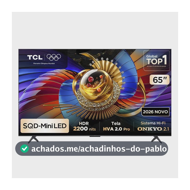 Smart TV TCL 65 Polegadas SQD-Mini LED 4K Q7D Pro WiFi Bluetooth Google TV HDR10+ 144 Hz 65Q7DPRO
