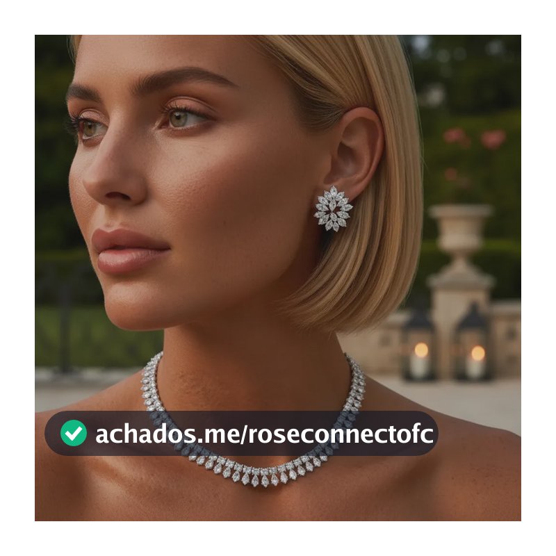 Conjunto Colar Brinco Navete Prata Festa Cravejado Zircônias Prateado