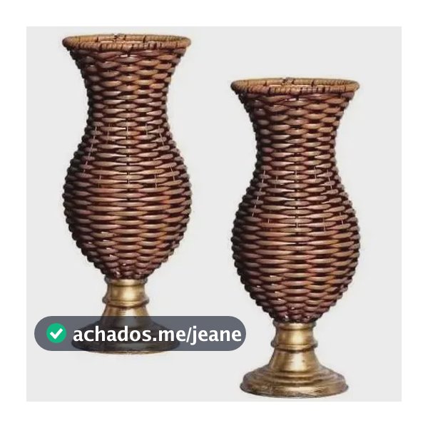 2 Vasos Taça De Mesa Junco Base Dourada 40cm
