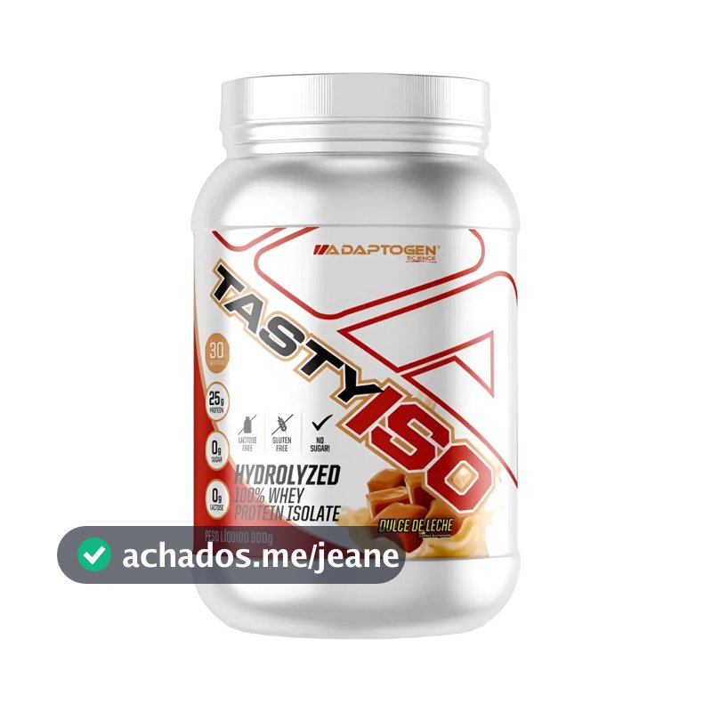 Tasty Iso Proteína Isolada Hidrolisada Adaptogen 900g Whey Sabor Doce De Leite