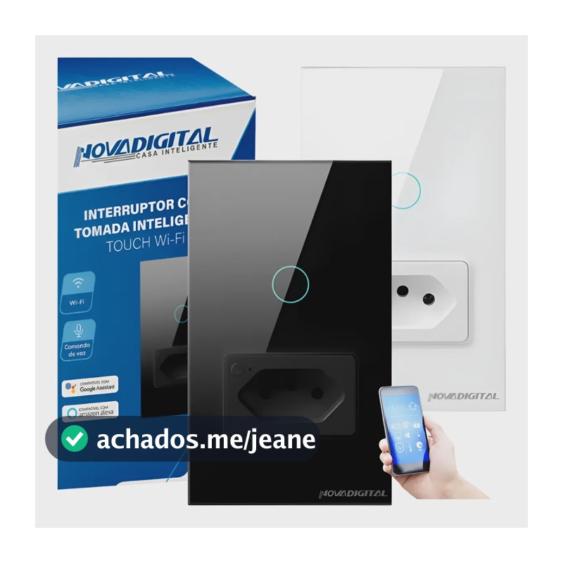 Interruptor Inteligente 1 Botão Wifi Touch Com Tomada Alexa