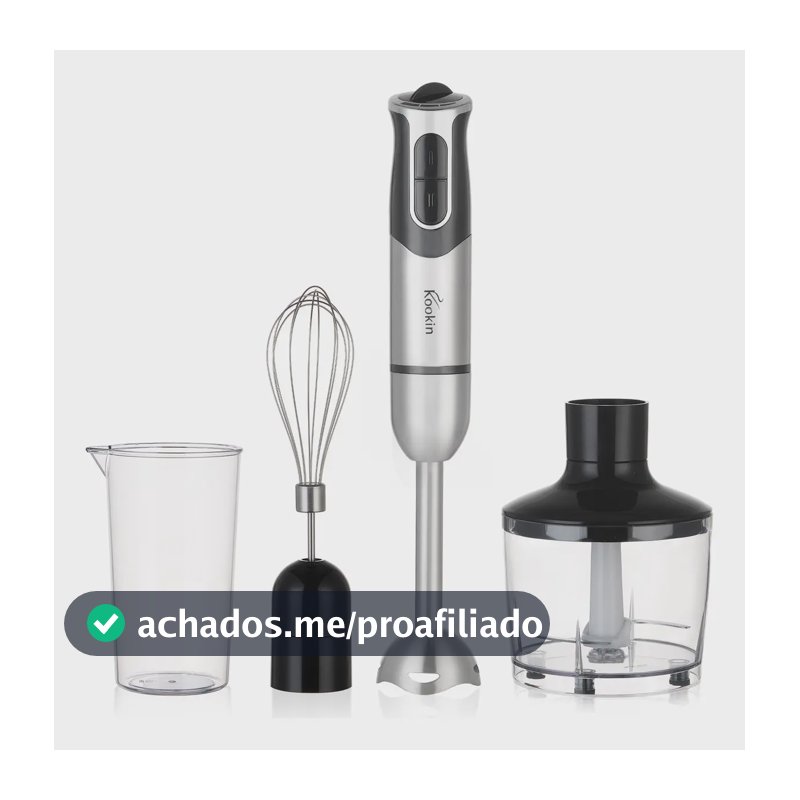 Mixer De Mão Portátil 8 Velocidades 3 Em 1 Inox 800w Kookin Knhb1008 Multifuncional Com Função Turbo E Lâminas Aprimoradas 2 Afiadas + 2 Reforçadas Em Aço Inox 304