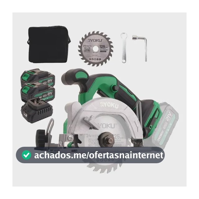 Serra Circular Brushless Portátil 2 Baterias 21v 125mm Verde 127/220v