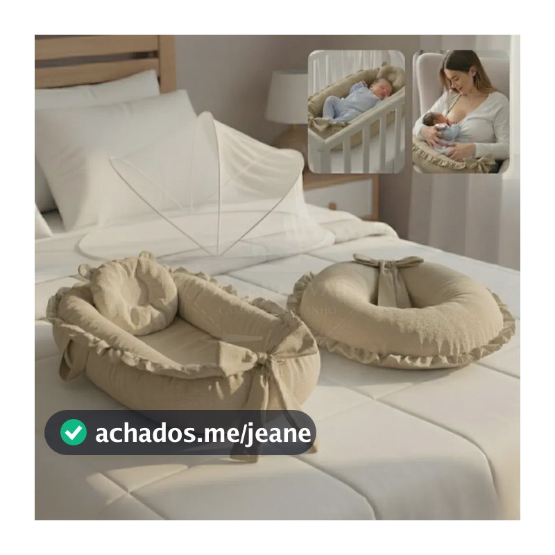 Kit Ninho Redutor Bebe Com Mosquiteiro E Almofada Amamentacao Suporte Ergonomico Conforto Para Mae E Bebe
