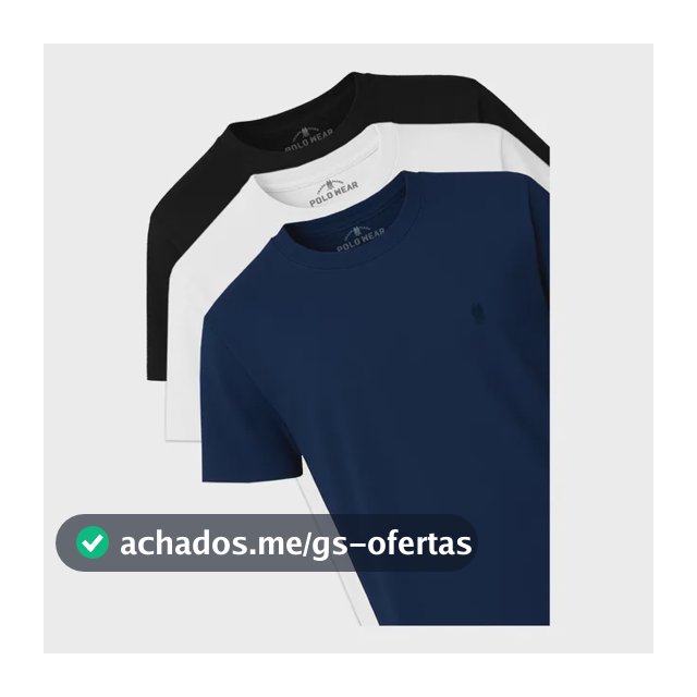 Kit 3 Camisetas Masculinas Algodão Polo Wear