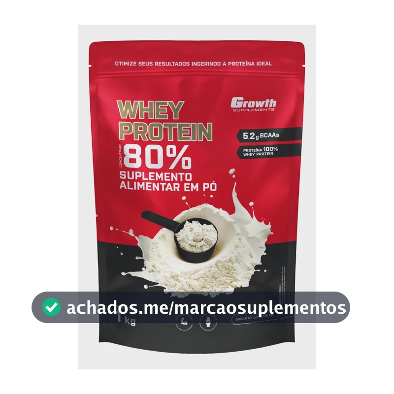 Proteína Growth Supplements Whey concentrado em pó sabor Leite em Pó x 1kg