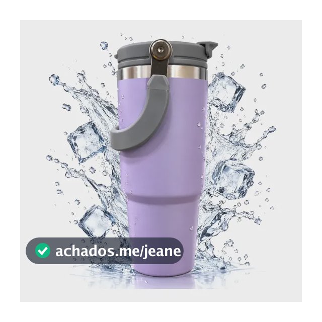 Garrafa Térmica Copo Inox 900ml Alça Tampa T. Flip Canudo