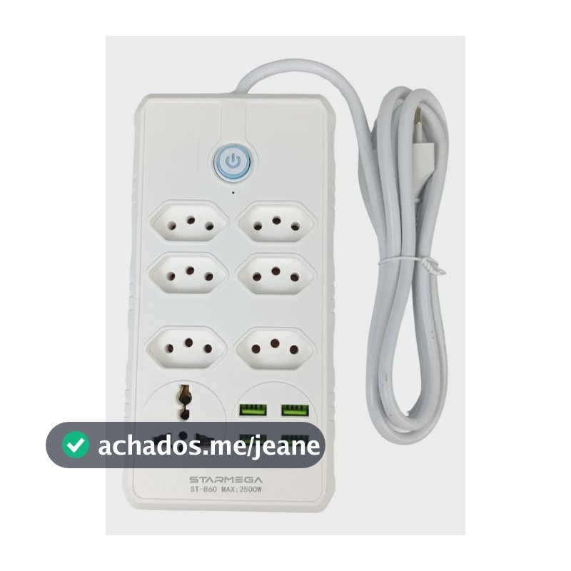 Extensão Régua Elétrica 7 Tomadas Com 4 Usb Bivolt 10a 1,8m Branco Bivolt