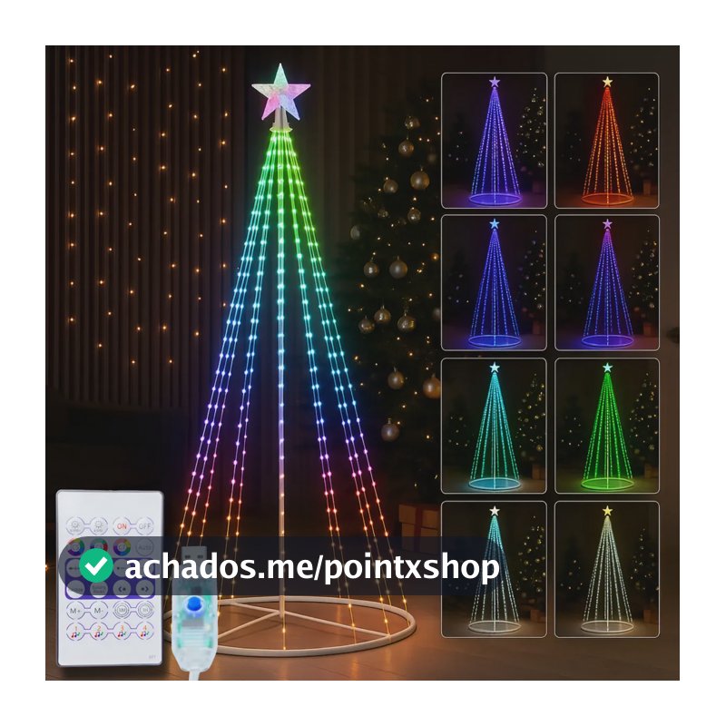 Árvore Natal De Led Cone 2.10m Rgb Controle App Natalino Branco