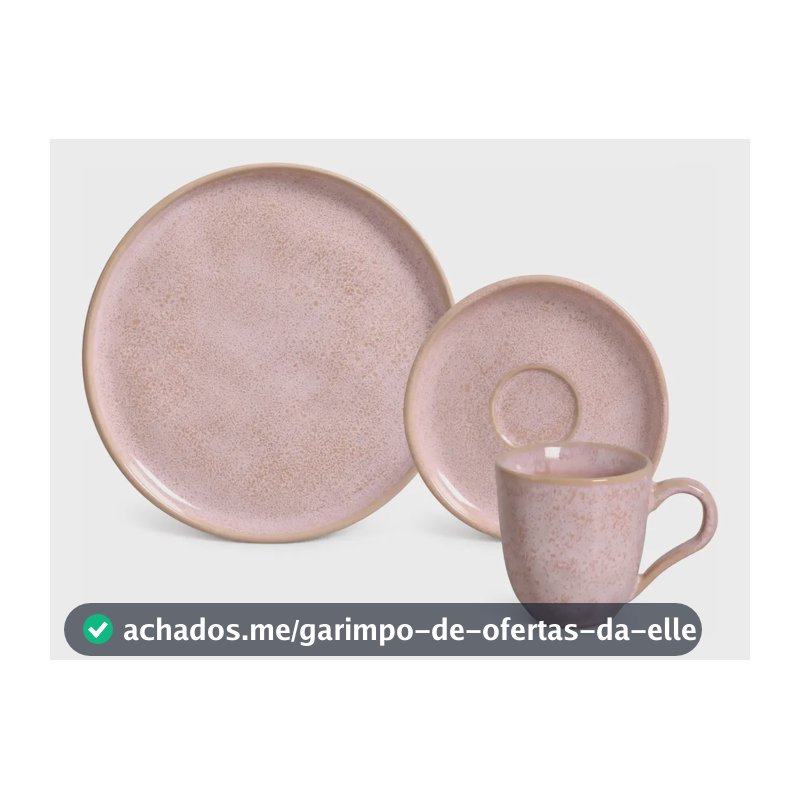 Jogo 3 Peças Bio Litchi Porto Brasil Prato Sob. Xícara Pires Rosa-claro Bio Litchi