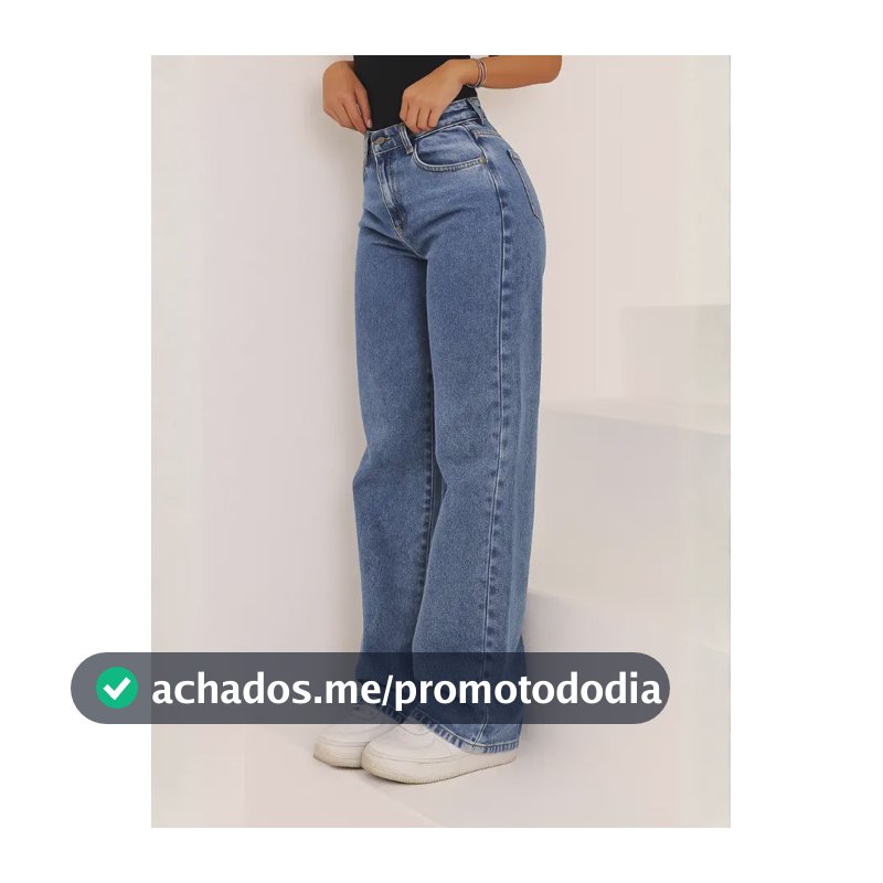 Calça Jeans Wide Leg Feminina Cintura Alta Pantalona Jeans Marmorizado Liso 40