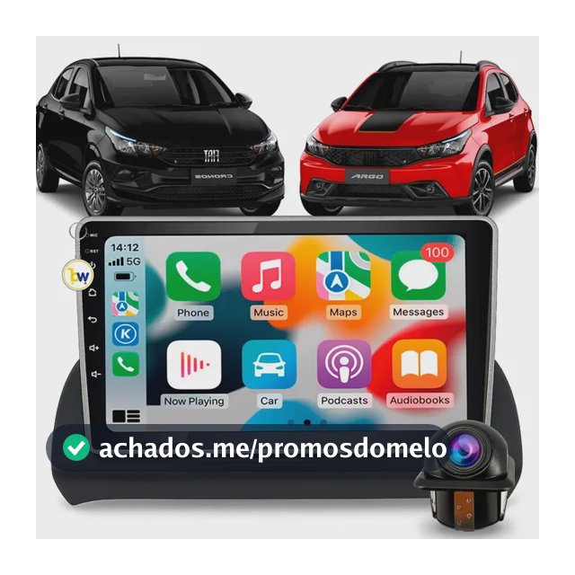 Kit Multimídia Carplay 9 Pol Fiat Argo Cronos 2018 A 2025