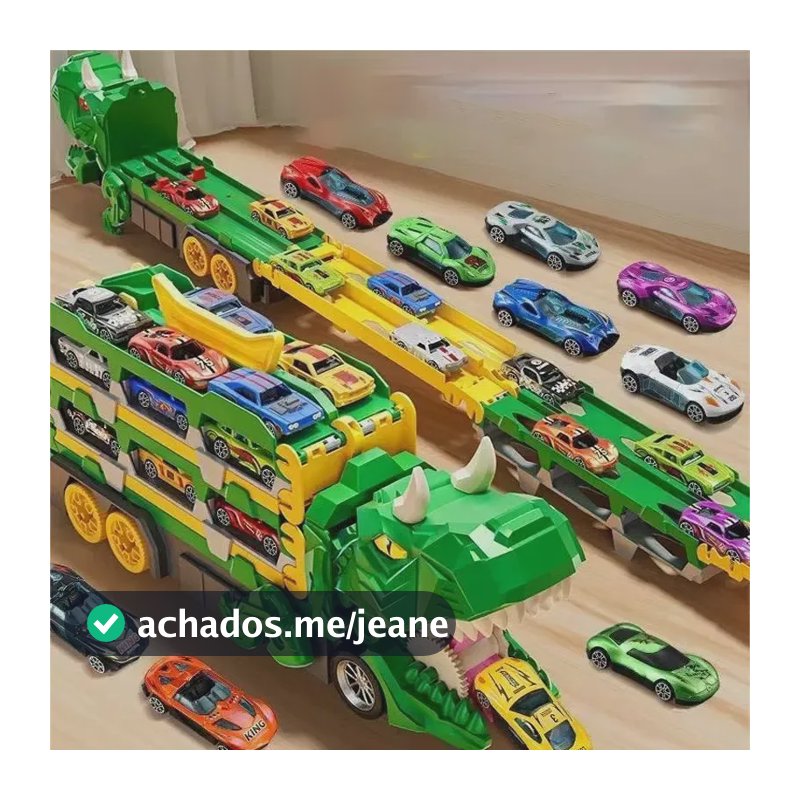 Pista Carrinho Dinossauro Caminhão Lançador 6 Carrinhos Cor Verde