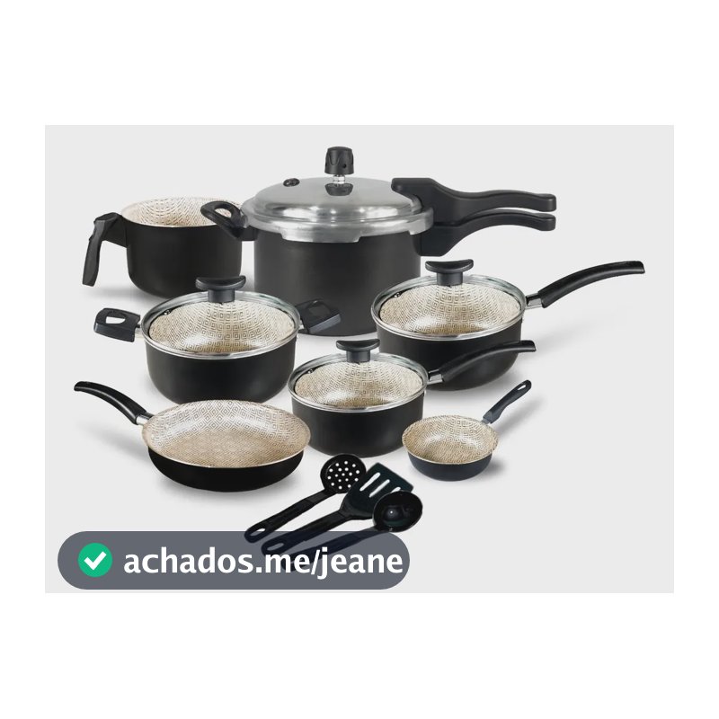 Conjunto De Panelas Com Panela De Pressão Fechamento Externo Cor Preto Glacial