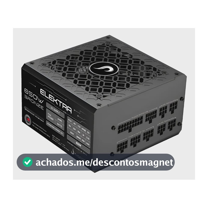 Fonte Gamer Rise Mode Elektra 650w Full Modular Selo Teclab Preto