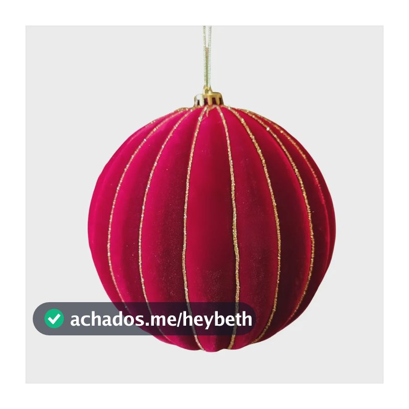 Bola Veludo Vinho Listras Com Glitter Luxuosa Natal 15cm 1un