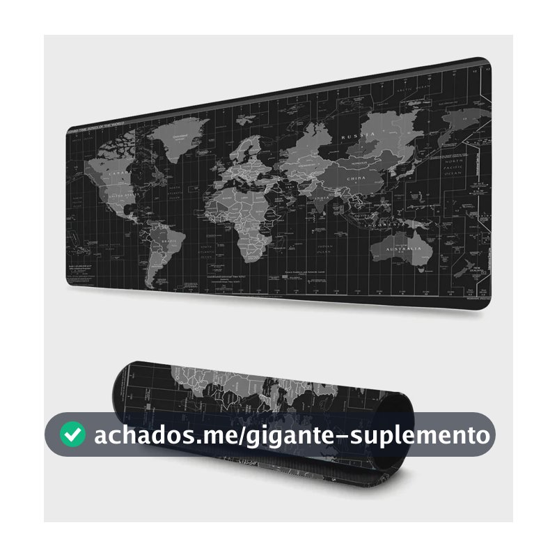 Mousepad Mapa Mundi Gamer 70x35cm Deskpad Notebook Eletroyou