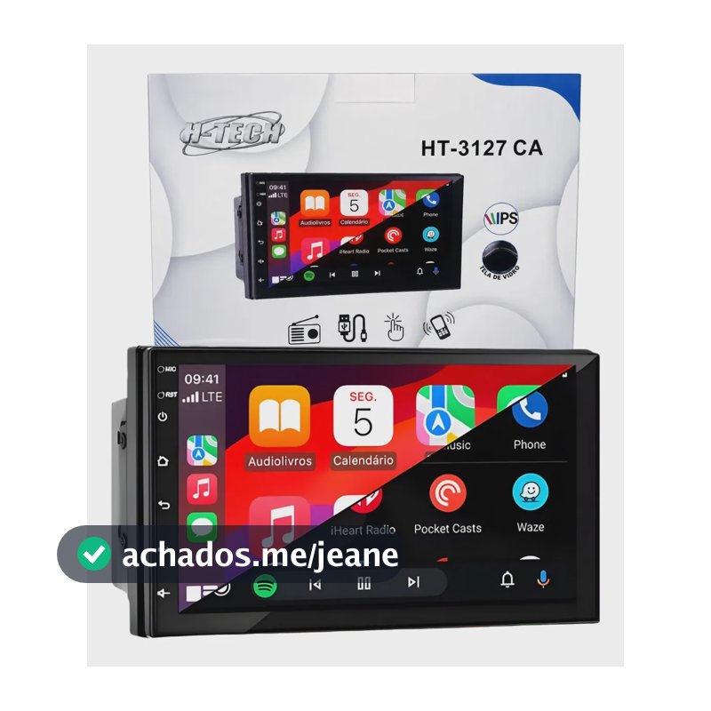Central Multimídia 1024×600 Carplay 4x60w Usb 7 H-tech Preto