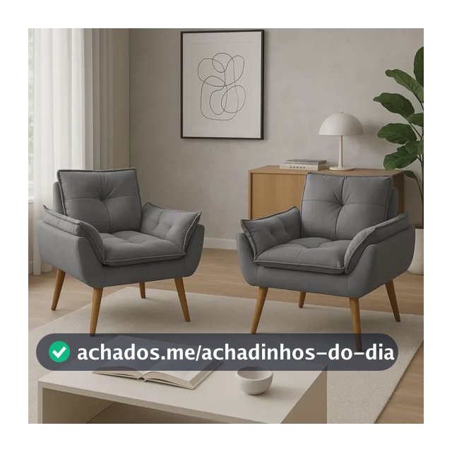 Kit 2 Poltrona Decorativa Opala Sala De Estar Recepção Suede