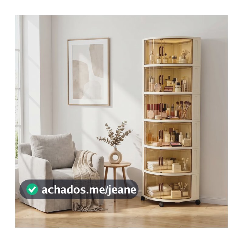 Organizador De Canto 6 Níveis Armário Dobrável Com Rodinhas Branco
