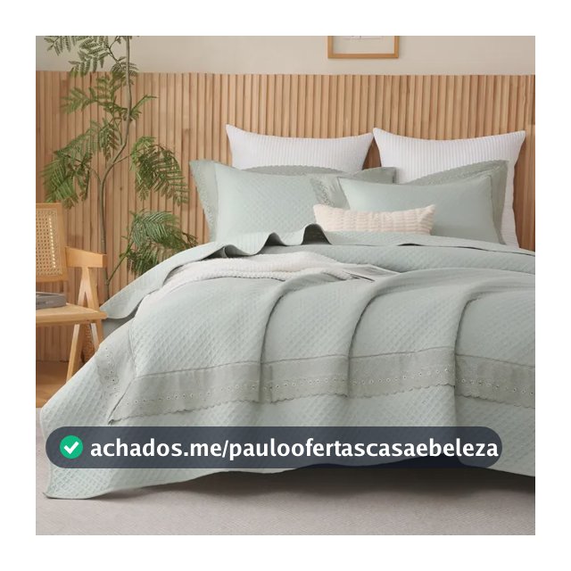 Kit Cobre Leito Colcha Casal Mona Lisa 300 Fios Renda Verde