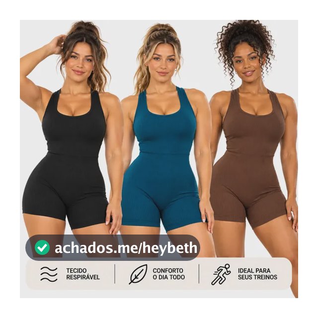 Kit 3 Macaquinhos Fitness Feminino Academia Canelado Curto Sortidos Canelado P-m