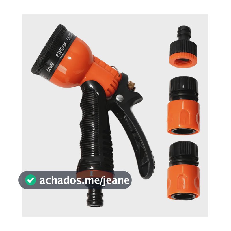 Pistola de Irrigação Clampzy Chuveiro Multifuncional, Com 8 Funções e 3 Bicos Para Mangueira