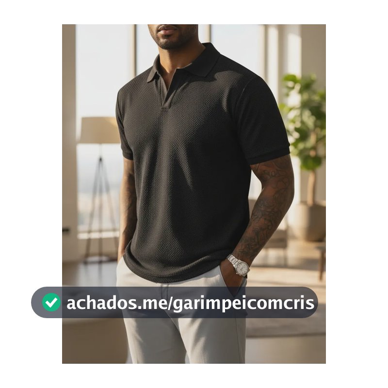Camiseta Gola Polo Masculina Tricô Premium Preto M