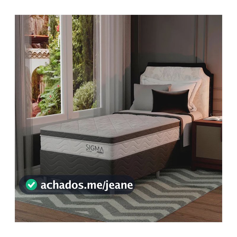 Cama box Modern Sigma com colchão solteiro molas ensacadas e EPS branco