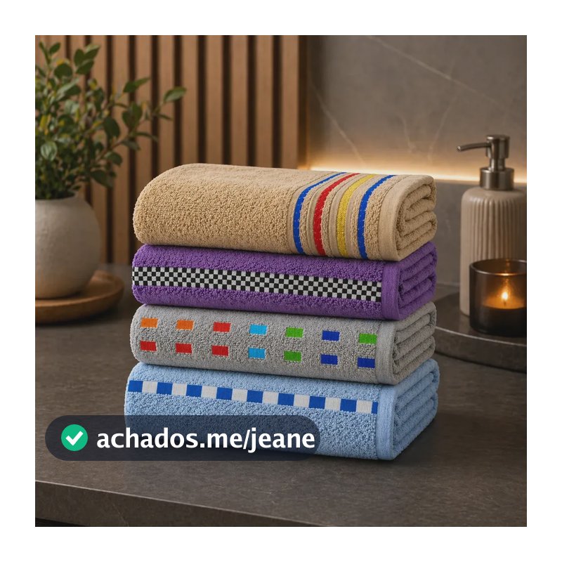 Kit 4 Toalhas De Banho Felpuda Grande 1,40m X 70cm Sortidas Sortido