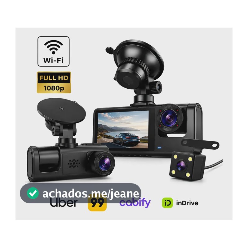 3 Câmera Automotiva Veicular Carro Hd Noturna 1080p