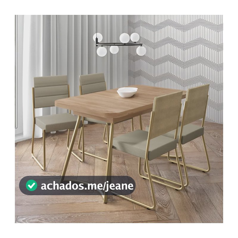 Conjunto Sala De Jantar 4 Cadeiras Hilli Carraro Dourado