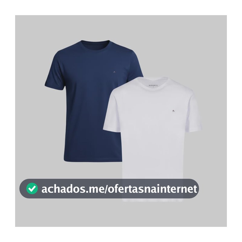 Kit Camiseta Aramis Basica 2un Branco/azul-marinho Masculina Branco/azul-marinho G