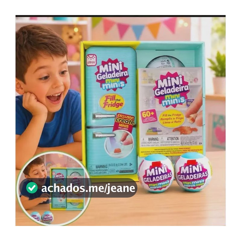 Mini Geladeira Infantil + 2 Bolas Surpresa - Brinquedo Azul-celeste