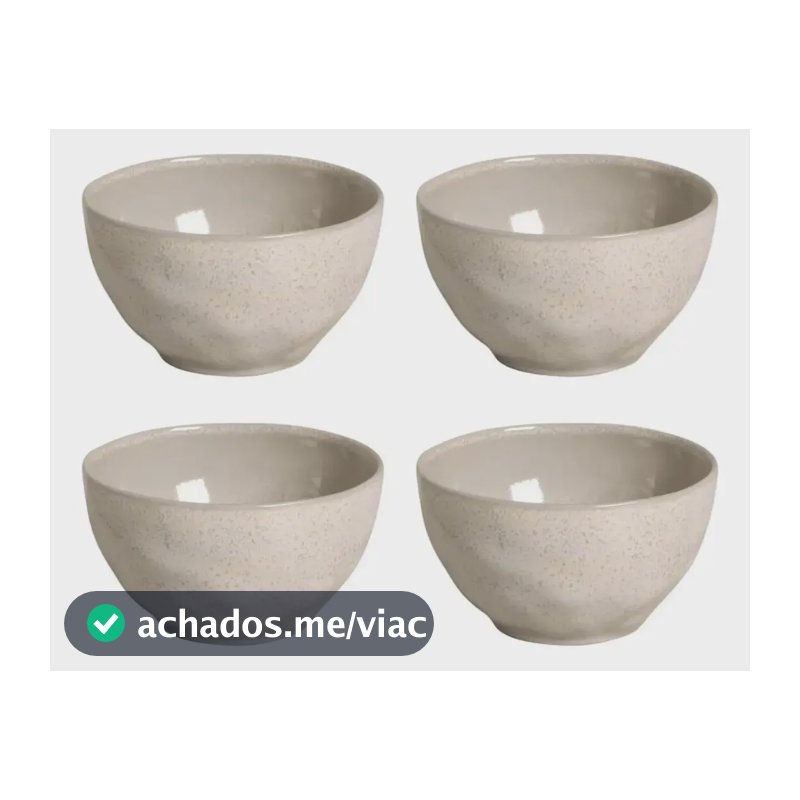 Jogo 4 Tigelas Bowl Cerâmica 558ml Sopa Caldos Porto Brasil Bege
